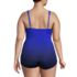 Women's Plus Size Long SlenderSuit Tummy Control Chlorine Resistant Skirted One Piece Swimsuit, Back