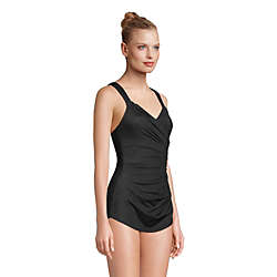 Women's Mastectomy Slender V-neck Tummy Control Chlorine Resistant Skirted One Piece Swimsuit, alternative image