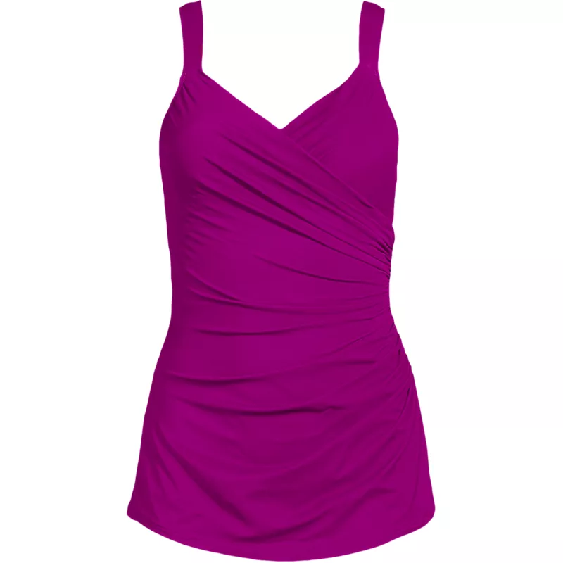 Women's SlenderSuit V-neck Skirted Low Leg One Piece, Front