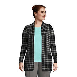 Women's Plus Size Cotton Open Long Cardigan Sweater - Pattern, Front