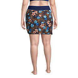 Women's Plus Size Quick Dry Elastic Waist Active Board Skort Swim Skirt, Back