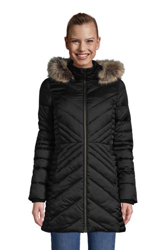 lands end faux fur hooded down winter coat