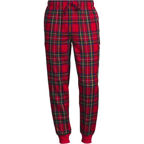 Men's Tall Length Pajama Bottom: Cotton Broadcloth, Classic Plaid (Gre –