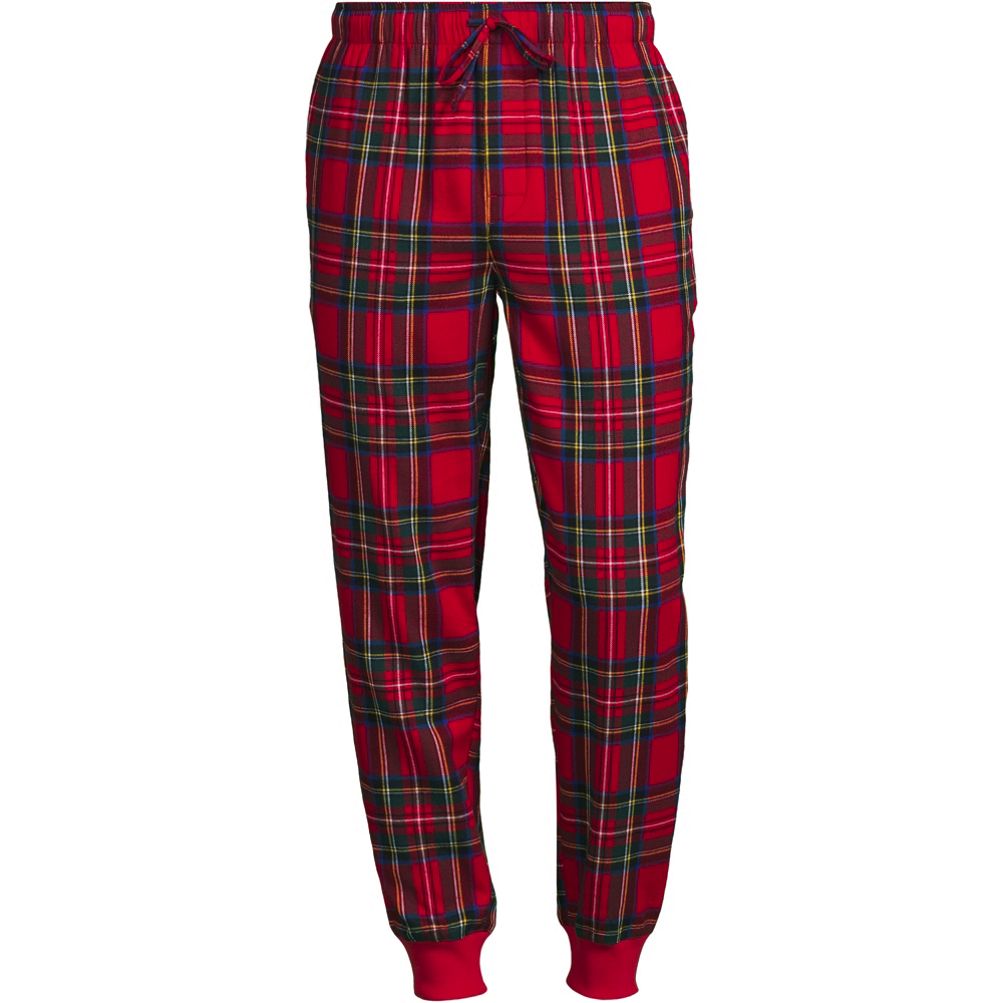 NEW Mens Lg FLANNEL Pajama Pants RED BLACK BLUE PLAID Two Pockets LOUNGE  Sleep O