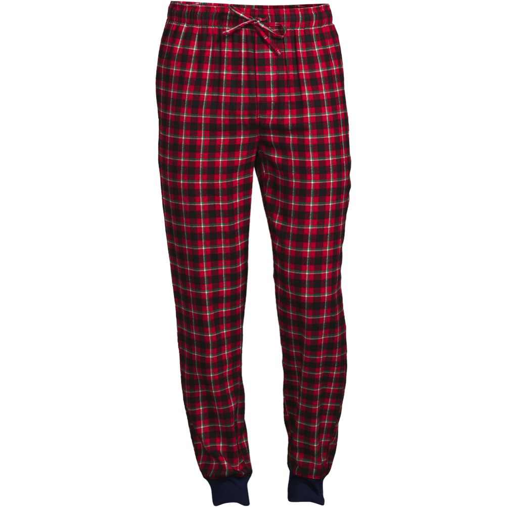 Mens Red & Black Buffalo Plaid Flannel Jogger Sleep Pants Pajama