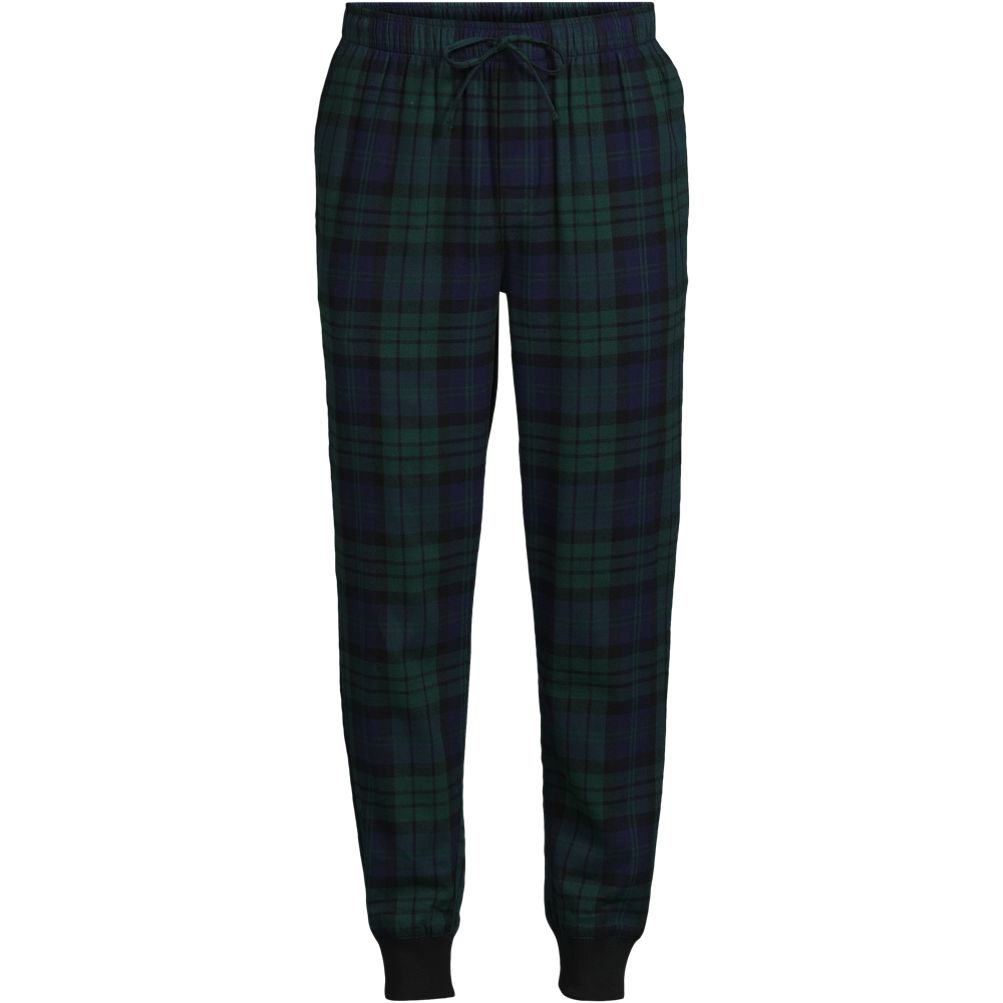 Men's Cotton Flannel Nightshirt -Green Blackwatch Tartan