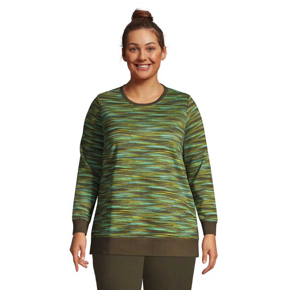 Lands' End Plus Size Serious Sweats Crewneck Long Sleeve Sweatshirt Tunic