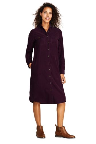 Robe Chemise En Velours Cotele Femme Lands End