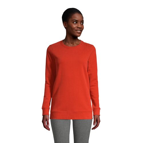 Lands End Sweatshirt Womens L 14-16 Peach Orange Serious Sweats Fleece Top  Cozy
