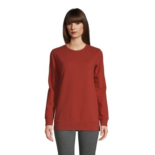 Lands' End Women's Plus Size Serious Sweats Crewneck Long Sleeve Sweatshirt  Tunic