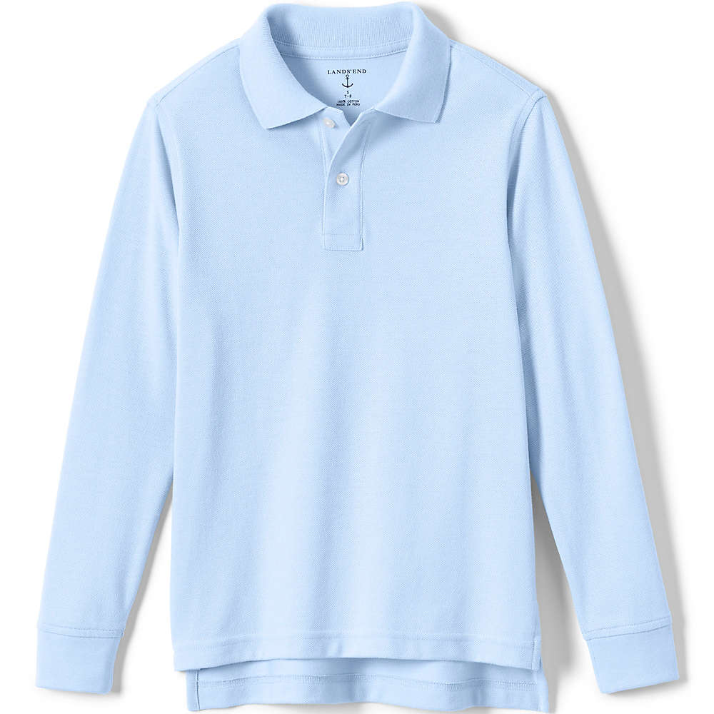 School Uniform Little Kids Long Sleeve Mesh Polo Shirt, alternative image