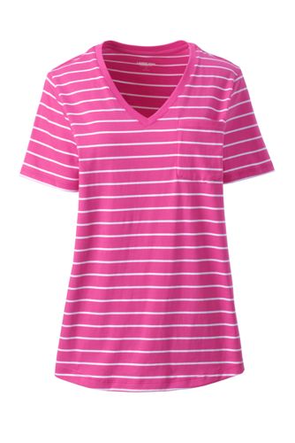 Supima Shirt Mit V Ausschnitt Und Brusttasche Fur Damen Lands End