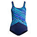 Women's Mastectomy Chlorine Resistant Scoop Neck Soft Cup Tugless Sporty One Piece Swimsuit Print, Front