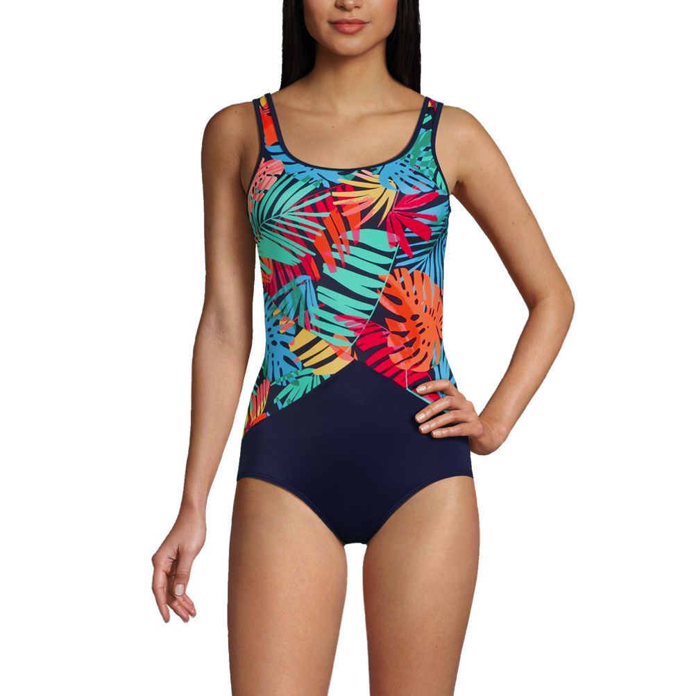 Lands' End Women's Ddd-Cup Tummy Control Scoop Neck Soft Cup Tugless One  Piece Swimsuit
