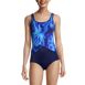 Women's Mastectomy Chlorine Resistant Scoop Neck Soft Cup Tugless Sporty One Piece Swimsuit Print, Front
