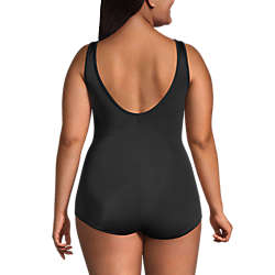 Women's Plus Size Chlorine Resistant Scoop Neck Soft Cup Tugless Sporty One Piece Swimsuit Print, Back