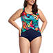 Women's Plus Size Chlorine Resistant Scoop Neck Soft Cup Tugless Sporty One Piece Swimsuit Print, Front