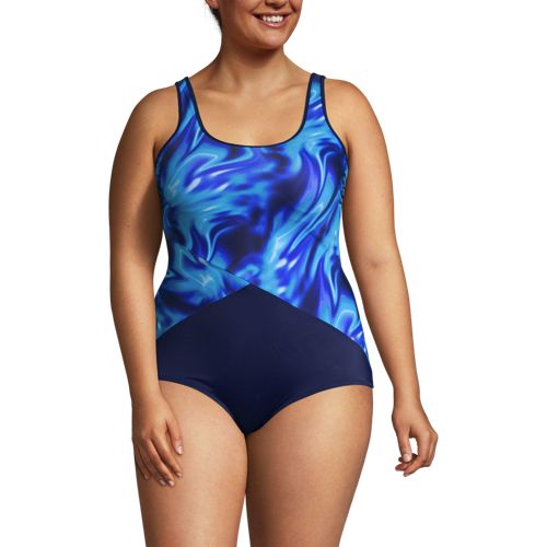 Women's Lands' End Grecian Slendersuit Tummy Control One-Piece Swimsuit,  Size: 12D, Purple - Yahoo Shopping