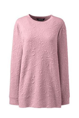 Women's Petite Long Sleeve Textured Sweatshirt Tunic