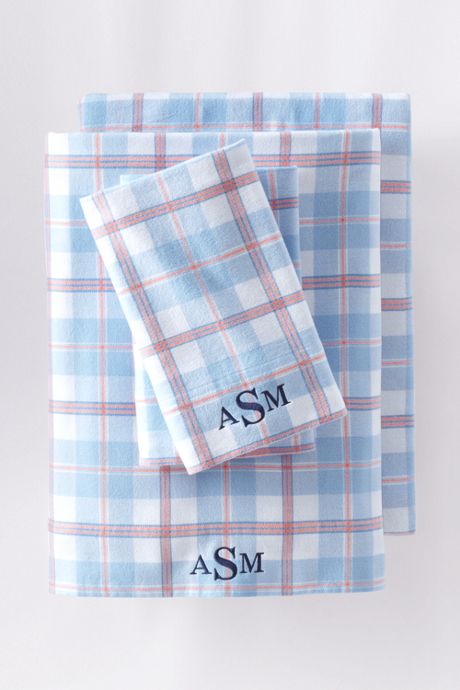 5oz Velvet Flannel Plaid Sheets Bedding Home Monogrammed