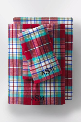 Velvet Flannel Plaid Queen Sheets - Blue