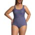 Women's Plus Size Long Torso Scoop Neck Tugless One Piece Swimsuit, Front