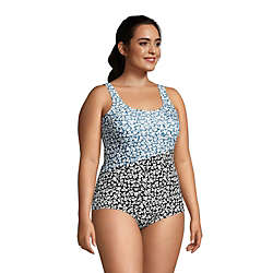 Women's Plus Size Chlorine Resistant Scoop Neck Soft Cup Tugless Sporty One Piece Swimsuit Print, alternative image