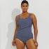 Women's Plus Size Long Torso Scoop Neck Tugless One Piece Swimsuit, Front