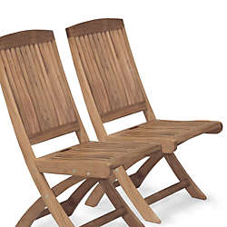 Teak Folding Side Patio Chair (Set of 2), alternative image