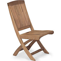 Teak Folding Side Patio Chair (Set of 2), Front