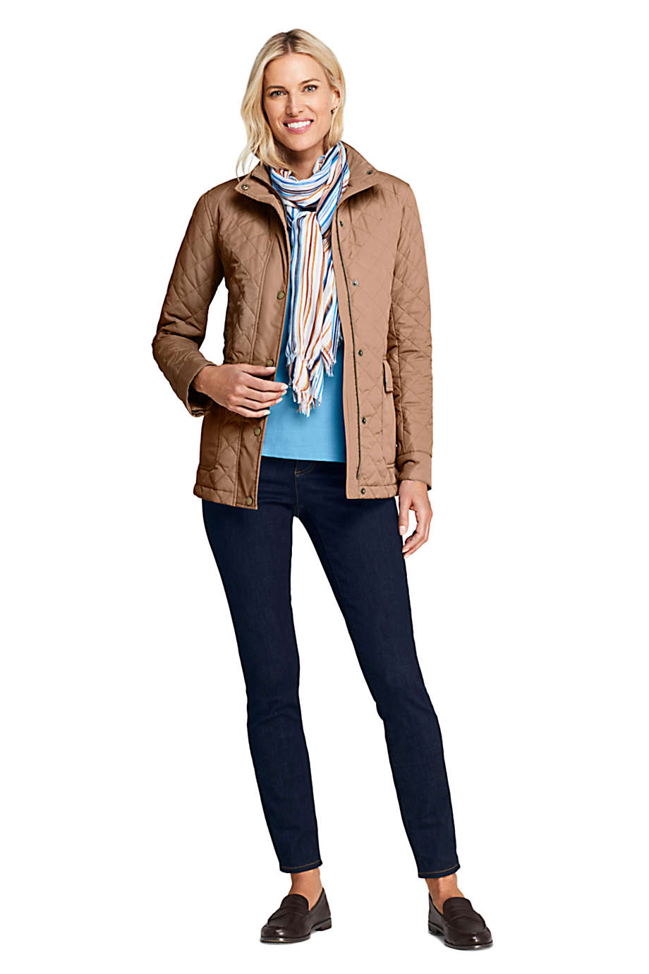 Lands' End Women's Packable Insulated Quilted Barn Long Jacket