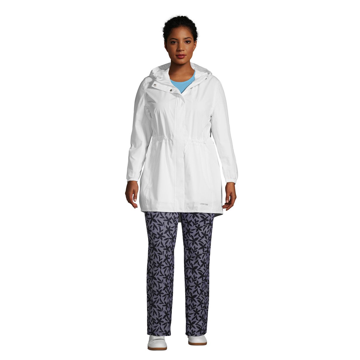 Women's Petite Waterproof Hooded Packable Raincoat