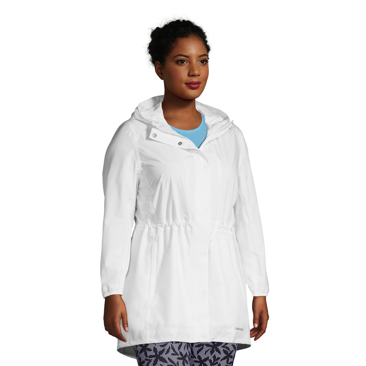 Women's Petite Waterproof Hooded Packable Raincoat