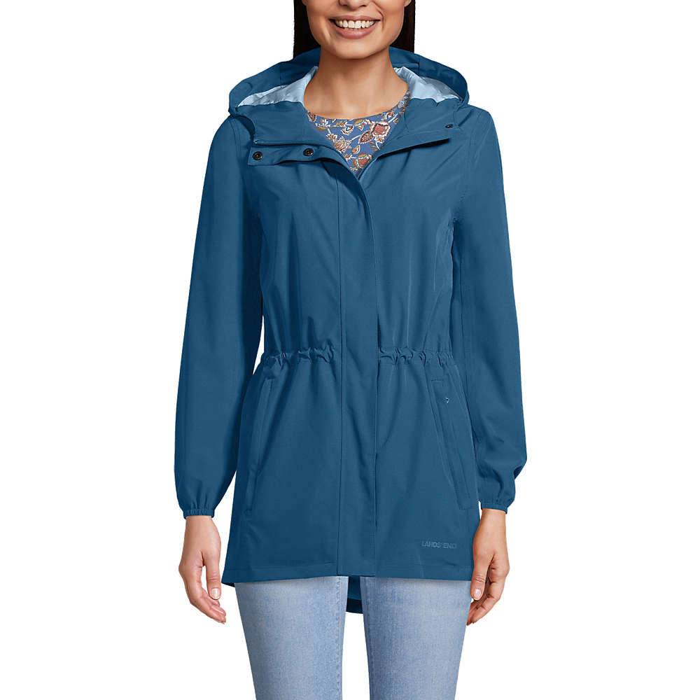 Women's Waterproof Hooded Packable Raincoat, Front