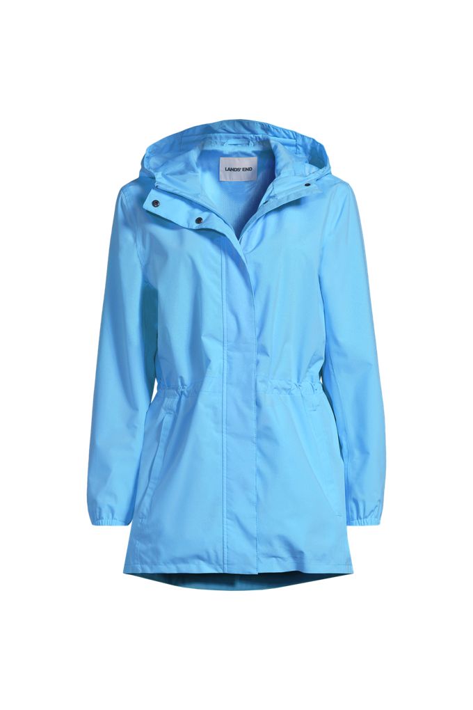 Lands' End Plus Size Squall Packable Waterproof Raincoat In Blue