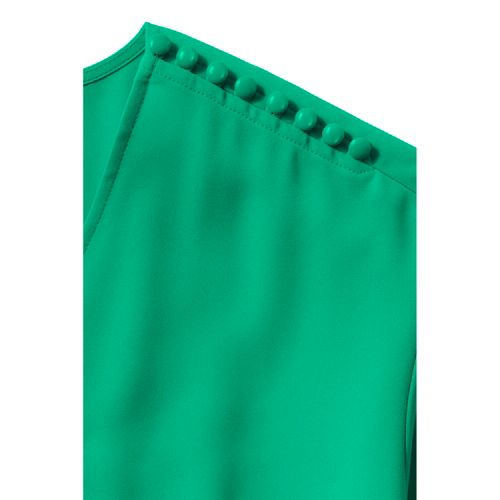 Women's Long Sleeve V-neck Button Shoulder Crepe Blouse - image 3