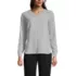 Women's Petite Long Sleeve V-neck Button Shoulder Crepe Blouse, Front