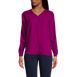 Women's Long Sleeve V-neck Button Shoulder Crepe Blouse, Front