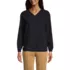 Women's Long Sleeve V-neck Button Shoulder Crepe Blouse, Front