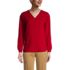 Women's Petite Long Sleeve V-neck Button Shoulder Crepe Blouse, Front
