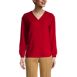 Women's Petite Long Sleeve V-neck Button Shoulder Crepe Blouse, Front