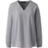 Women's Petite Long Sleeve V-neck Button Shoulder Crepe Blouse, Front
