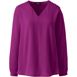 Women's Long Sleeve V-neck Button Shoulder Crepe Blouse, Front