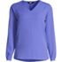 Women's Long Sleeve V-neck Button Shoulder Crepe Blouse, Front