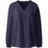 Women's Petite Long Sleeve V-neck Button Shoulder Crepe Blouse, Front