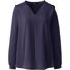 Women's Petite Long Sleeve V-neck Button Shoulder Crepe Blouse, Front