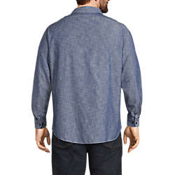 Men's Big and Tall Traditional Fit Chambray Work Shirt, Back