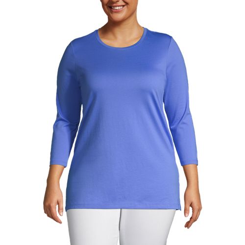 Women's Plus Size 3/4 Sleeve Cotton Supima Crewneck Tunic