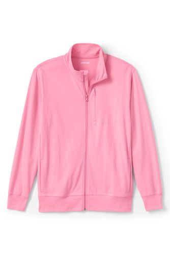 【ランズエンド LANDS' END】メンズ・スーパーT・ジップジャケット／ポケット付き／長袖/S/ピンク
