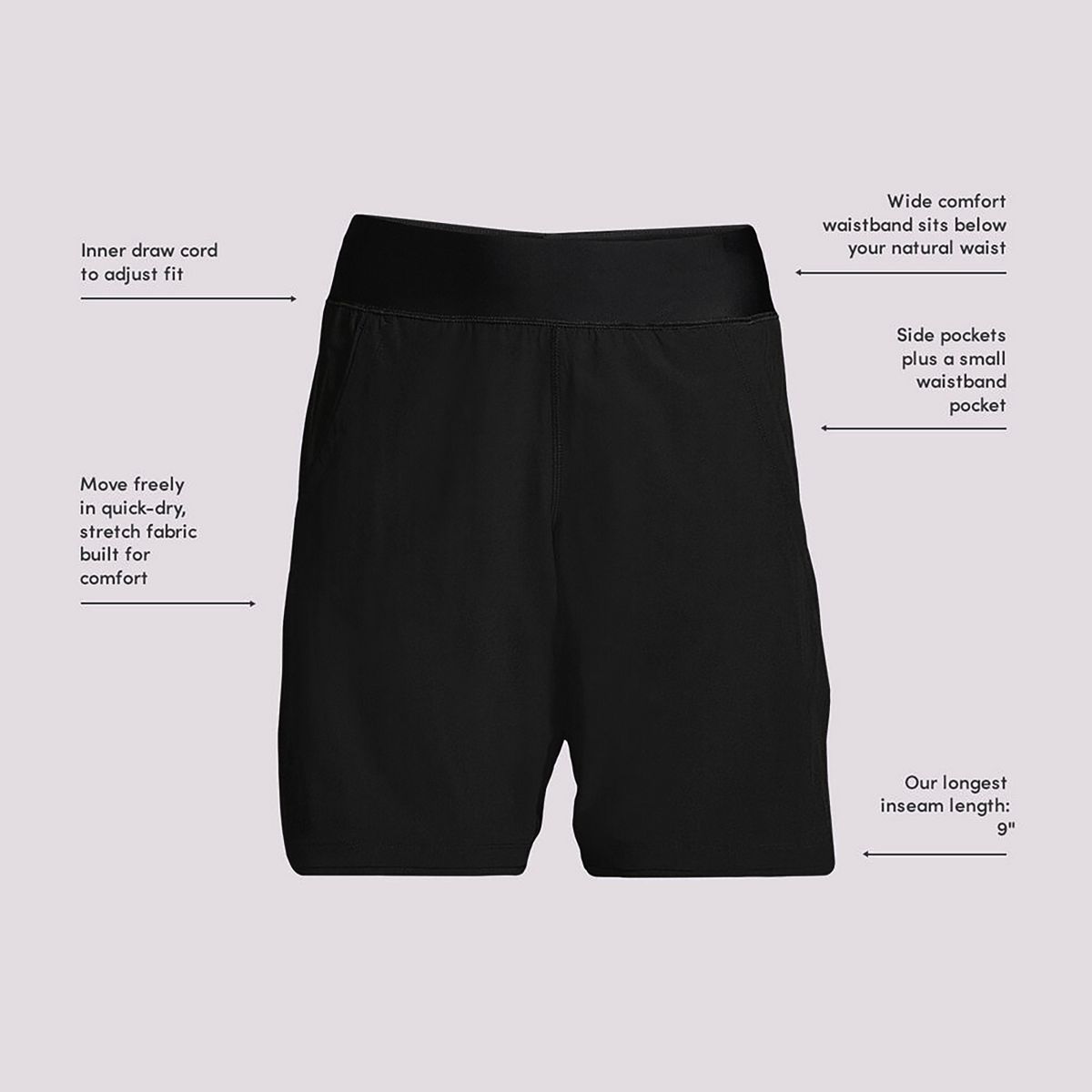 Women's Plus Size 9" Quick Dry Modest Swim Shorts with Panty